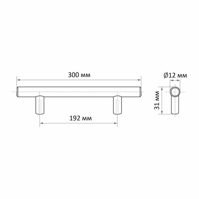 Мебельная ручка рейлинг RRL001WH, d=12 мм, м/о 192 мм - фотография № 6