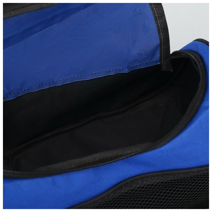 Сумка спортивная Сима-ленд43 см, плечевой ремень, черный, синий - фотография № 5