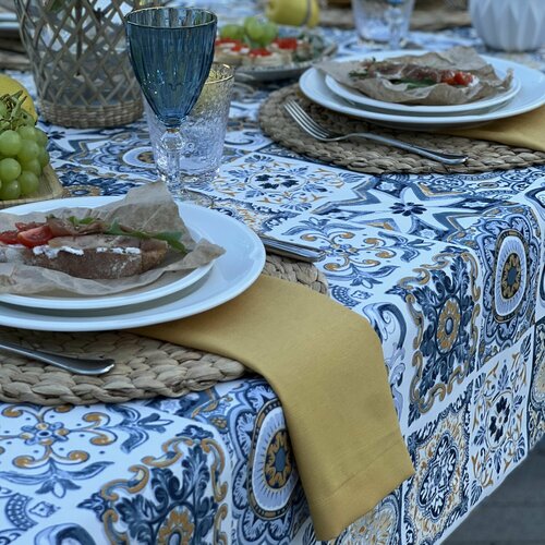 Скатерть круглая Dreamtex Home Decor Майолика d140 см