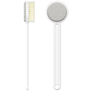 Щетка для душа Qualitell Double Sided Shower Brush с пемзой для пяток (белая)