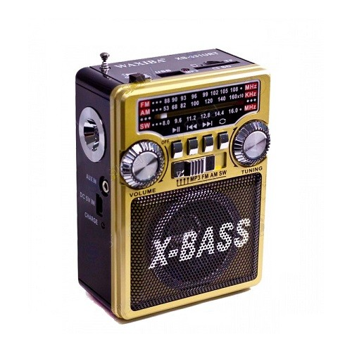 Радиоприемник XB-331URT USB/TF/SD/AUX/FM64-108 Mhz + фонарь золото Waxiba