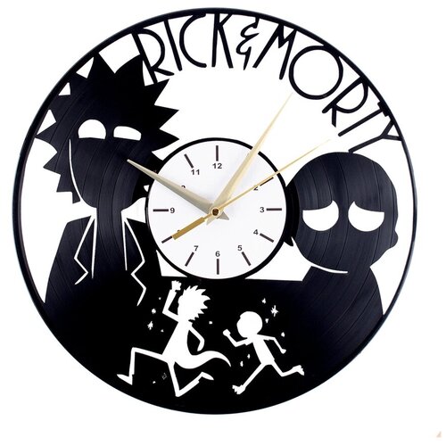 фото Часы настенные из винила "rick&morty" / виниловые часы / часы пластинка / часы из виниловых пластинок russia eco store