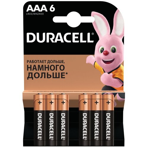 Батарейка Duracell Basic AAA, в упаковке: 6 шт. батарейки duracell aaa lr3 alkaline 12 шт