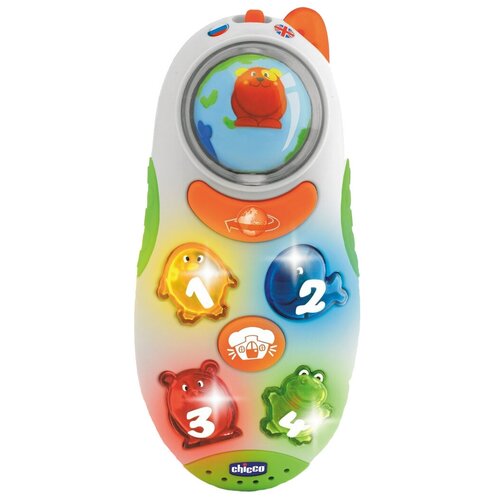 фото Интерактивная развивающая игрушка chicco говорящий телефон рус/англ, белый