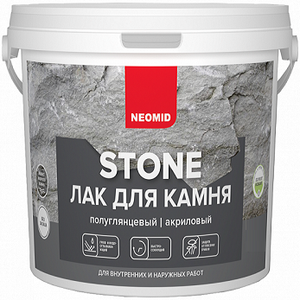 Лак для Камня Neomid Stone 1л с Эффектом «Мокрого Камня» для Внутренних и Наружных Работ / Неомид Стоун.
