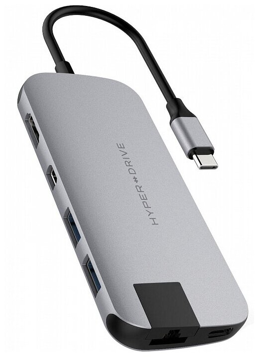 USB-концентратор  HyperDrive HyperDrive Slim 8-in-1 USB-C Hub , разъемов: 8, space grey