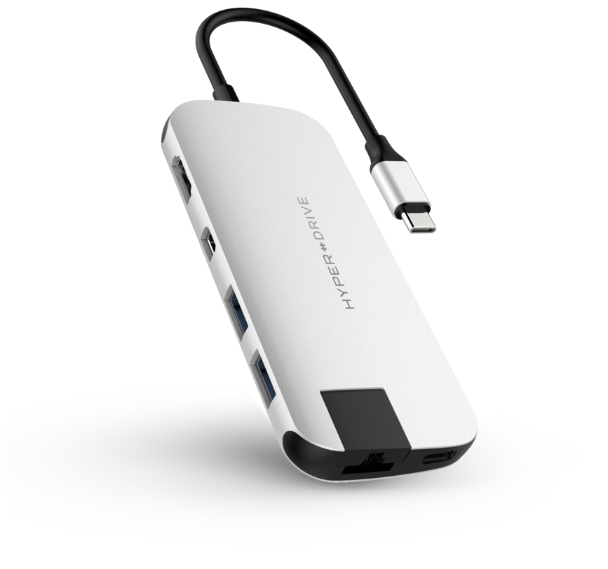 USB-хаб HyperDrive SLIM 8-in-1 USB-C Hub серебристый (HD247B-SILVER)