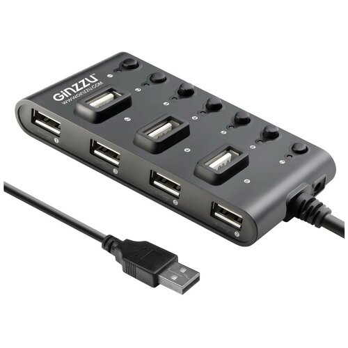 USB-концентратор Ginzzu GR-487UB разъемов: 7 черный