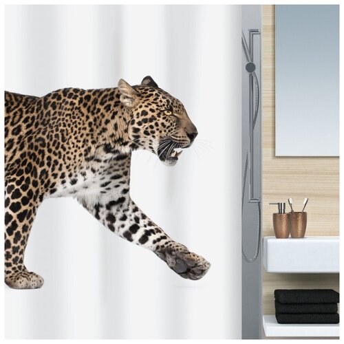 фото Штора для ванной spirella leopard 180x200 бежево-черный