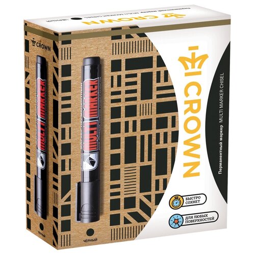 CROWN Набор перманентных маркеров Multi Marker, черный, CPM-800, 12 шт., черный, 12 шт.