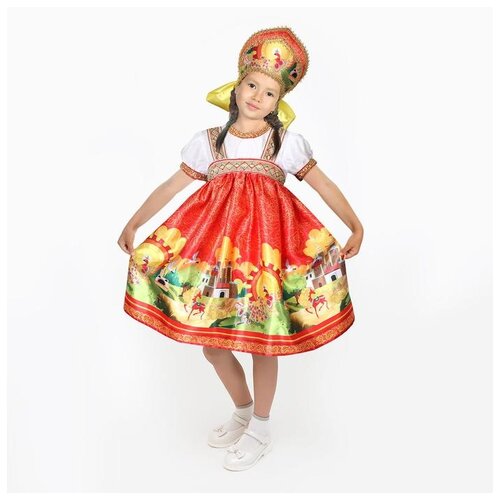 фото Карнавальный костюм страна карнавалия "русские сказки", платье-сарафан, кокошник, размер 30, рост 110-116 см