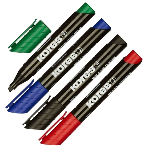 Набор маркеров перманентных Kores 20945 толщина линии 3-5 мм 4 штуки в упаковке, 867812