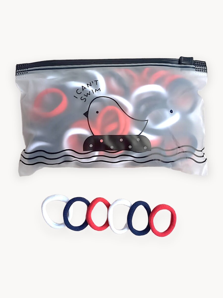 Резинки для волос белые, синие, красные