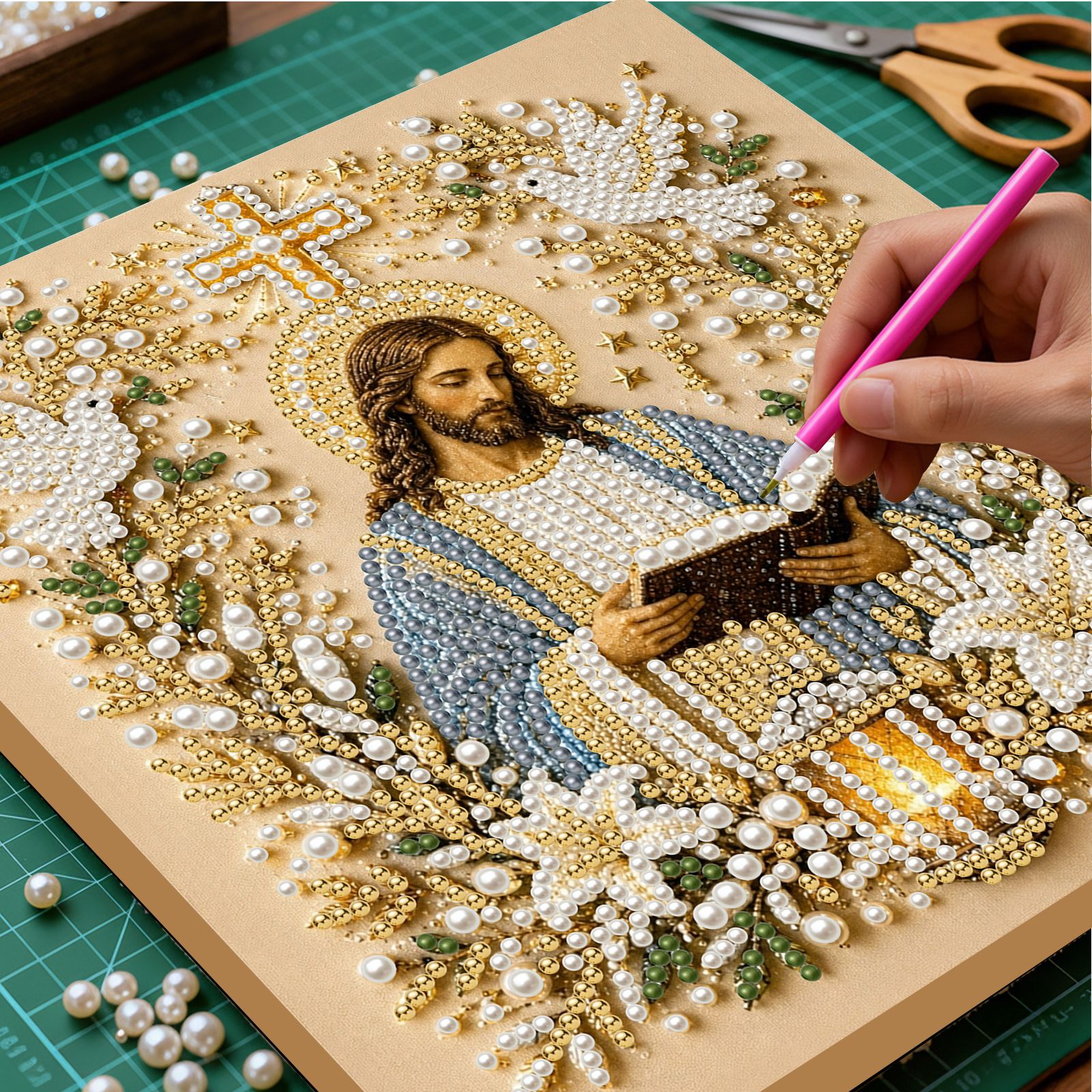 DIY-картина из бисера Иисус и Дева Мария , рамка 20 20 см