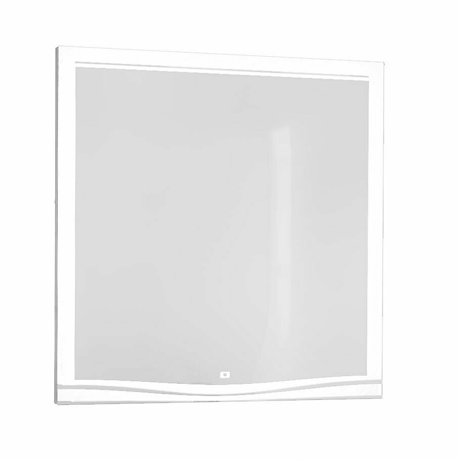фото Зеркало LAPARET Bianca белое 80х80 влагостойкое, подсветка, димер и антизапотевание (подогрев) 78x78