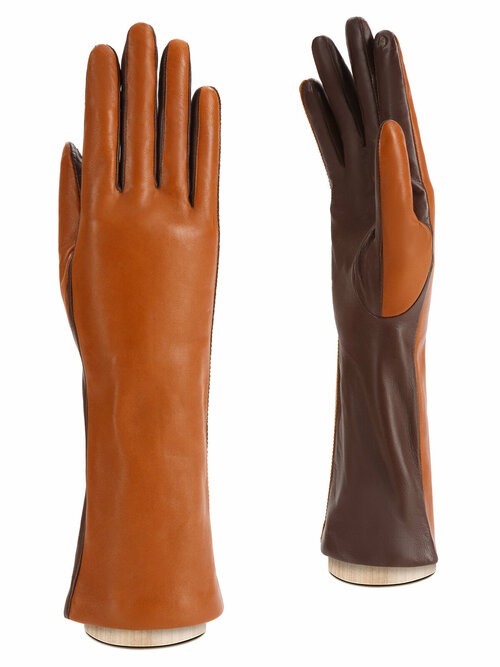Перчатки ELEGANZZA, размер 8, коричневый, оранжевый