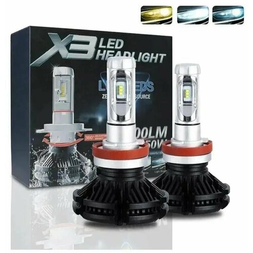 Светодиодные лампы X3 Led Headlight ZES 50W/6000lm/H11 пара