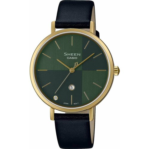 фото Наручные часы sheen she-4547gl-3a, черный, зеленый casio sheen