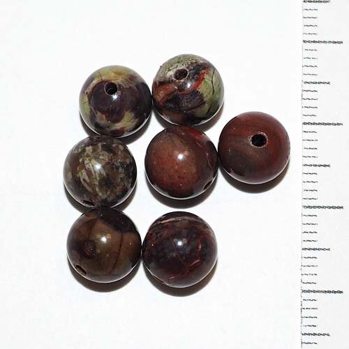 Натуральная бусина Яшма коричнево-зеленая 0010140 шарик 8 мм, цена за 10 шт.