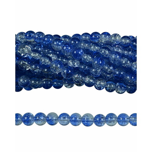 Бусины с эффектом кракелюра, размер 8 мм, цвет синий, 210 штук