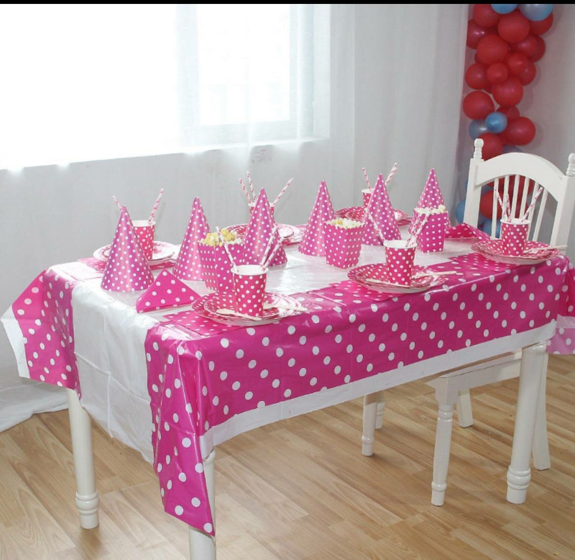 Набор праздничной посуды для праздников на 10 персон, розовый