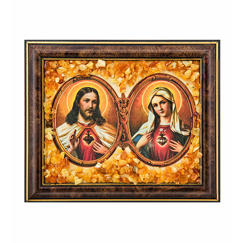 Икона Иисус и Мария (с янтарной крошкой) L-18см AMB-04/20 113-7012229 икона иисус христос с янтарной крошкой h 34см amb 02 9 113 7012506