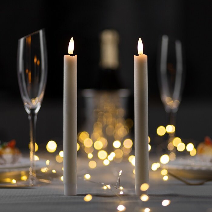 Luazon Lighting Набор светодиодных свечей, белые, 2 × 25 × 2 см, пластик, воск, батарейки АААх2 (не в комплекте), свечение тёплое белое, 2 шт.