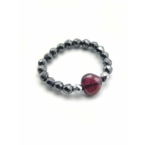 Кольцо, гранат, размер 17, серый