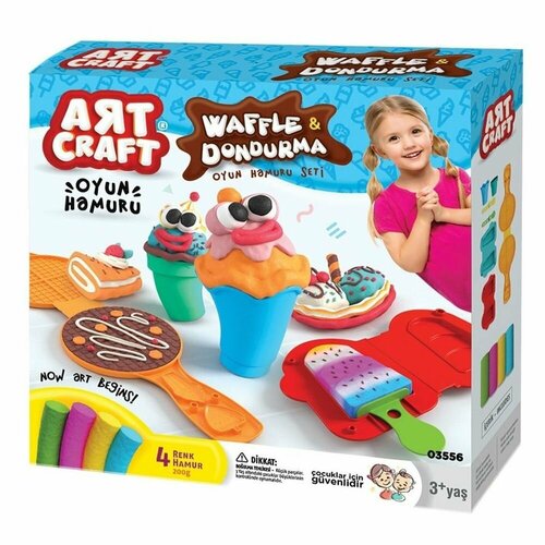 Набор для лепки AЯT CRAFT Вафли и мороженое, тесто 4 цвета по 50 г, в коробке (3556) тесто для лепки danko toys набор теста для лепки master do мороженое средняя