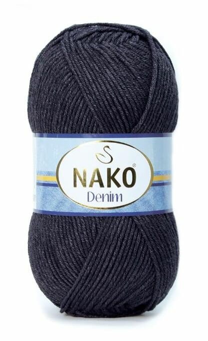 Пряжа NAKO Denim (Нако), черный - 217, 60% хлопок, 40% акрил, 5 мотков, 100 г, 200 м.