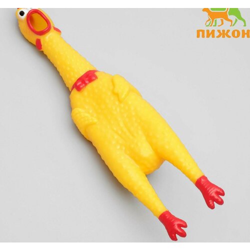 Игрушка пищащая Задумчивая курица для собак, 28 см, жёлтая