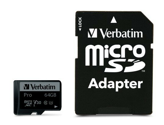 Карта памяти Micro SD 64 Gb VERBATIM 90MB/S MICRO SD PRO CLASS 10 UHS (SD ADAPTOR) 47042