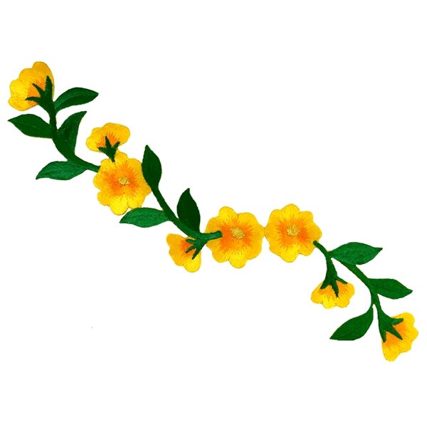 Вышитая термоаппликация "Вьюнок", упак.2 шт, размер: 24*4см, цвет: желтая