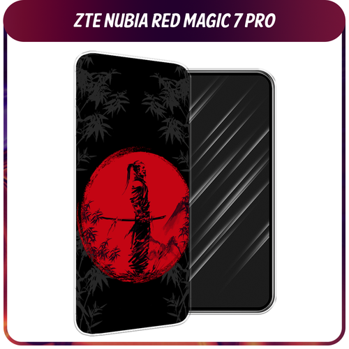 Силиконовый чехол на ZTE Nubia Red Magic 7 Pro / ЗТЕ Нубиа Ред Меджик 7 Про Самурай на красном фоне гидрогелевая противоударная защитная пленка для zte nubia red magic 7 зте нубиа ред меджик 7