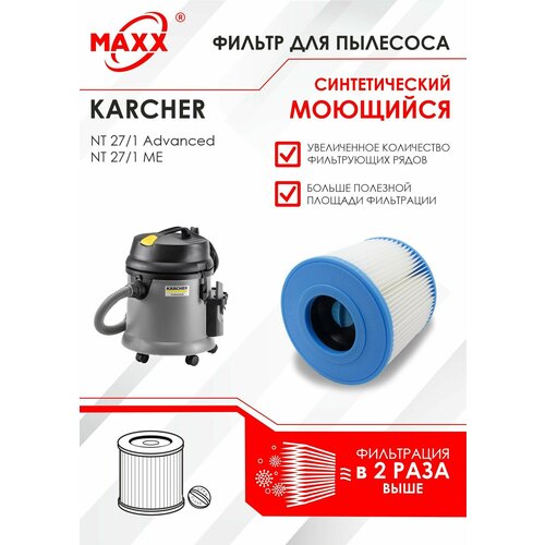 Фильтр синтетический моющийся для пылесоса Karcher NT 271 Advanced ME Professional 1898₽