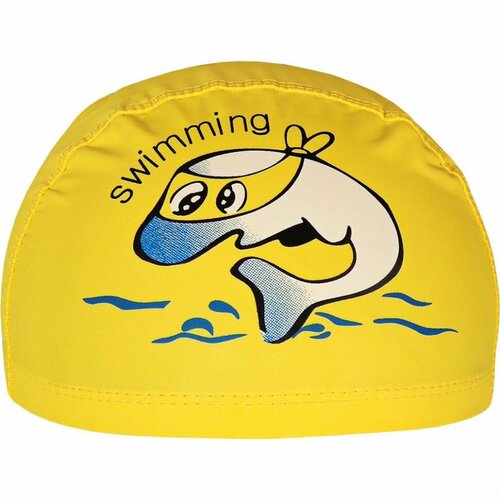 Шапочка для плавания детская Дельфин E41276, ПУ, желтая