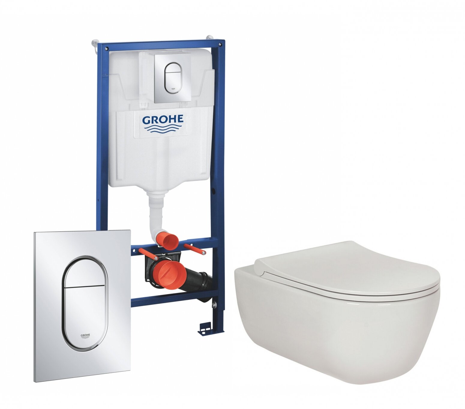 Комплект 3 в 1 инсталляция Grohe Solido 39504000 + Унитаз подвесной Berges Wasserhaus Ego XL 082118 + кнопка хром