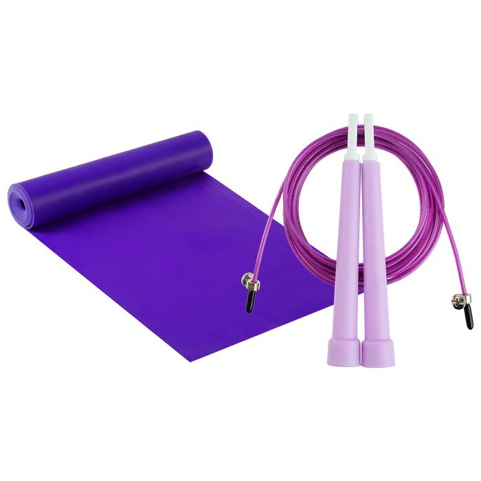 Набор для фитнеса ONLITOP (эспандер ленточный, скакалка скоростная), фиолетовый