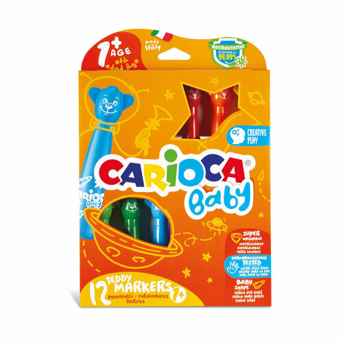 Набор фломастеров 12 цветов Carioca Baby Teddy Marker 42816