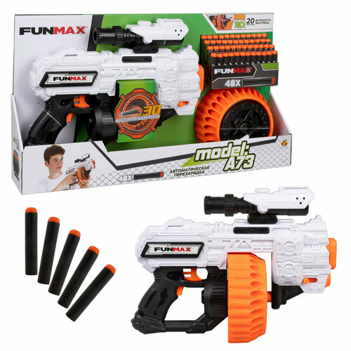 Бластер электрический 1toy Funmax A73барабан на 30 выстрелов, в компл. 48 EVA снарядов