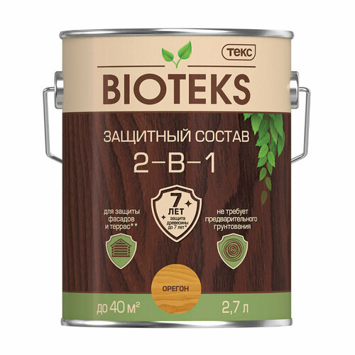 Антисептик Текс Bioteks 2-в-1 декоративный для дерева орегон 2,7 л