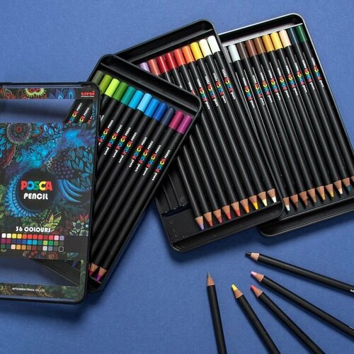 POSCA Pencil Набор из 36 цветных карандашей в подарочном кейсе, Япония,