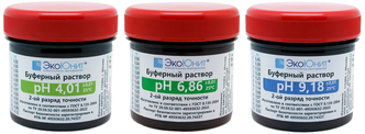 ЭкоЮнит Набор калибровочных буферных растворов pH 4,01 pH 6,86 pH 9,18 (ГОСТ) для pH метров K469