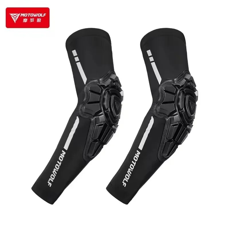 MOTOWOLF летние мотоциклетные налокотники Mtb велосипедная защита локтей для мотокросса защита локтей BMX DH ATV оборудование для мотоциклистов, Черный, М