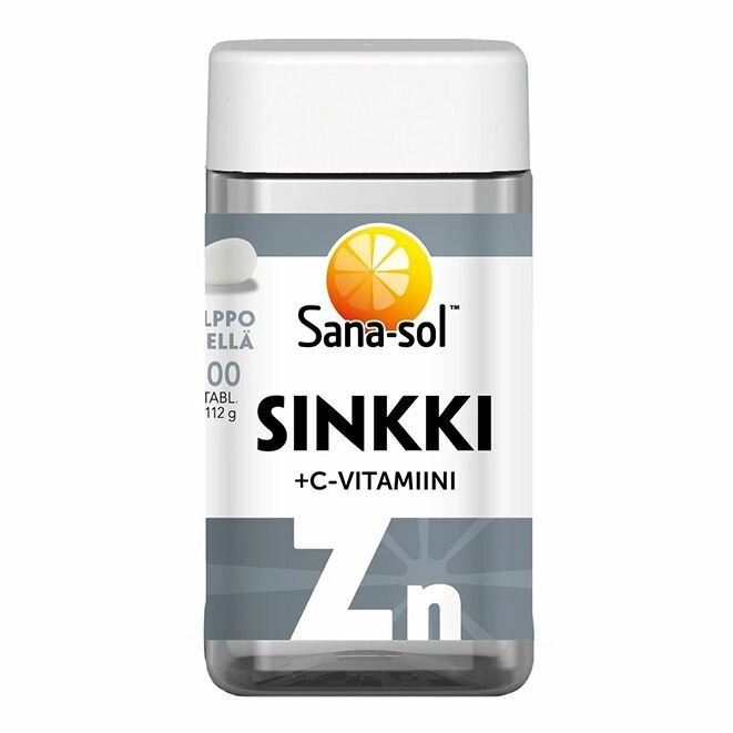 Витамины Sana-sol Sinkki + C vitamiini (цинк+витамин С) 200 таб (Финляндия)