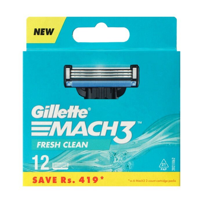 Сменные кассеты для станка Gillette MACH3 с 3-мя лезвиями, 12 шт. в упаковке