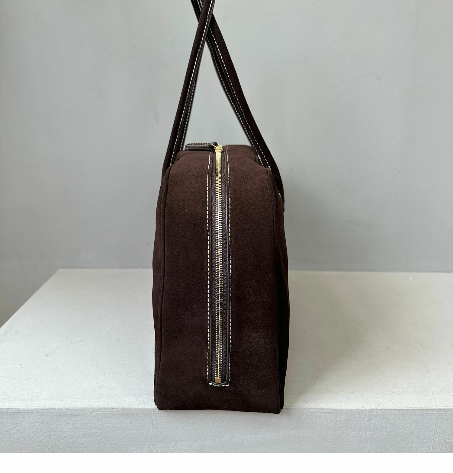 Сумка тоут , фактура гладкая, бархатистая, матовая, Шоколадный — фото 1