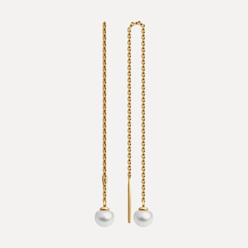 Изображение товара Серьги цепочки, красное золото, 585 проба, жемчуг