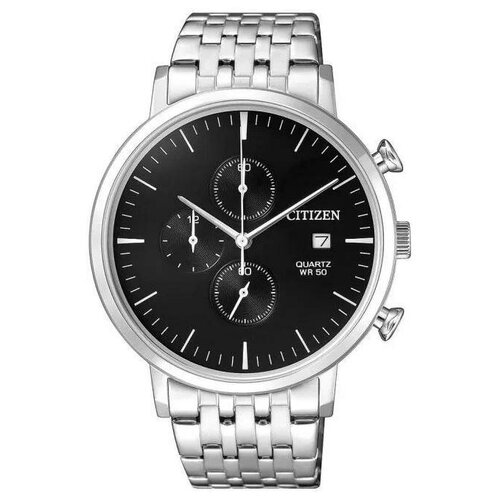 наручные часы citizen quartz ak5006 58a серебряный Наручные часы CITIZEN Quartz, черный, серебряный