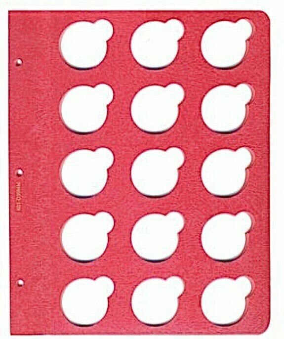 Лист альбома для монет в капсулах диаметром 39 мм (красный). КоллекционерЪ